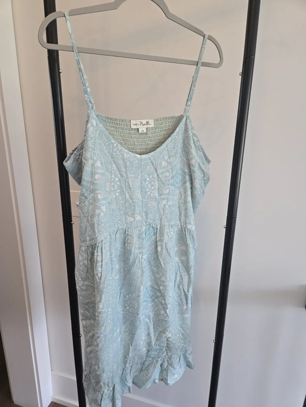 Simply Noelle Light Blue Paisley Smocked Sundress | XXL 16-18 | Boho Ruffle Hem - Picture 1 of 4